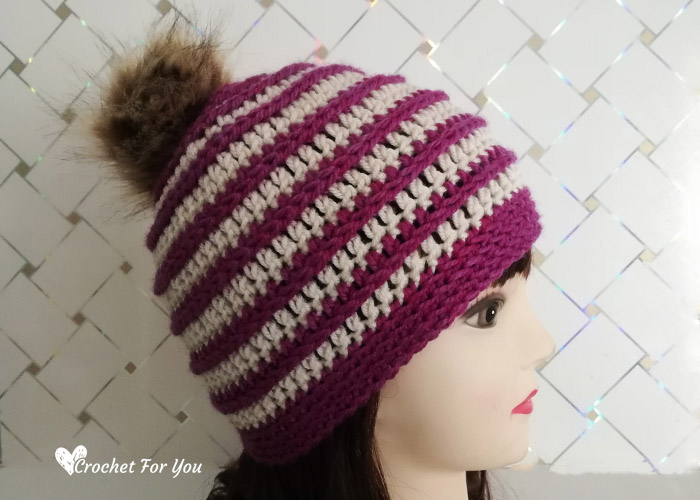 Crochet Striped Delight beanie Free Pattern 