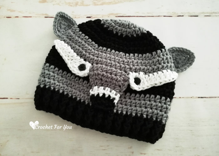 Crochet Woodland Raccoon Hat Free Pattern 