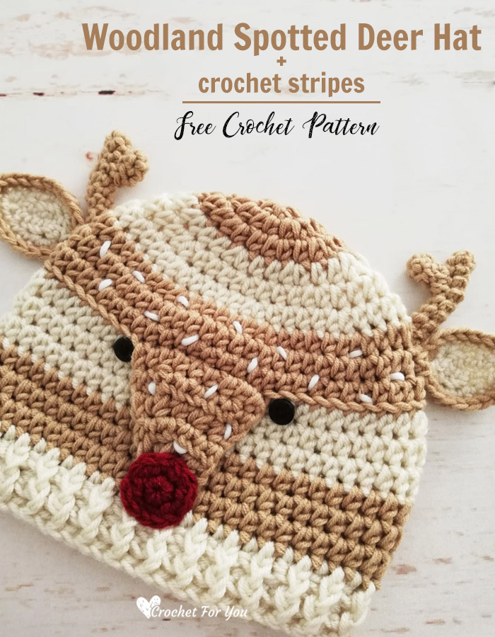 Crochet Woodland Spotted Deer Hat Free Pattern 