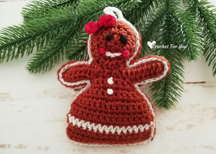 Crochet Gingerbread Girl Christmas Ornament Free Pattern
