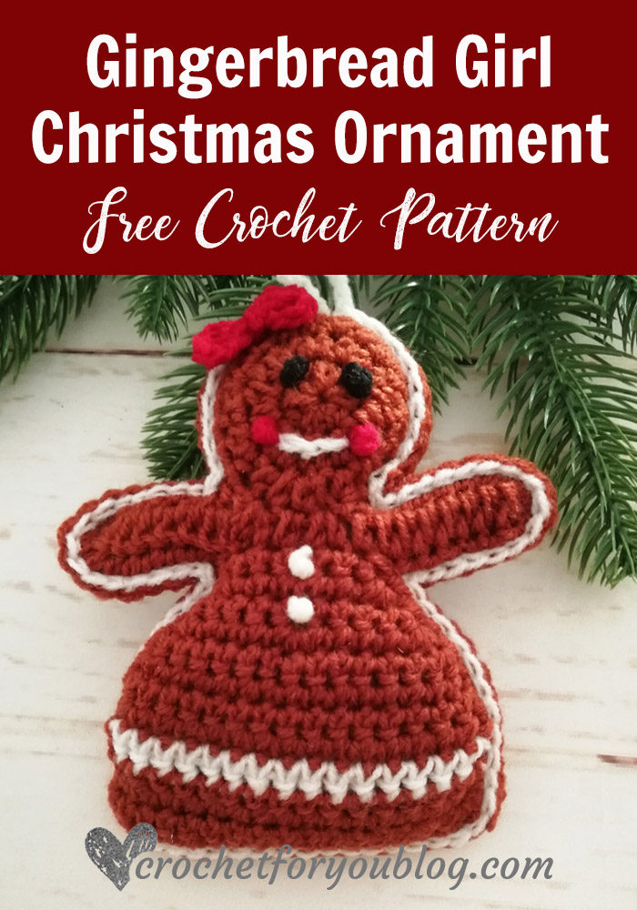 Crochet Gingerbread Girl Christmas Ornament Free Pattern