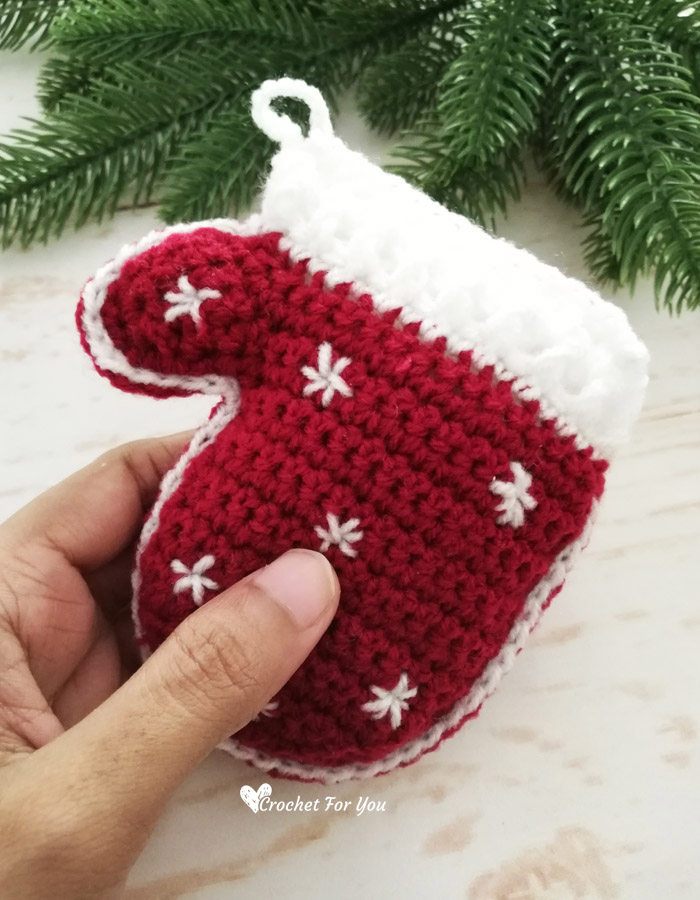 Crochet Mittens Christmas Ornament Free Pattern 