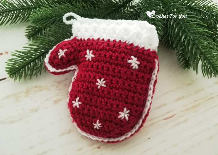 Crochet Mittens Christmas Ornament Free Pattern