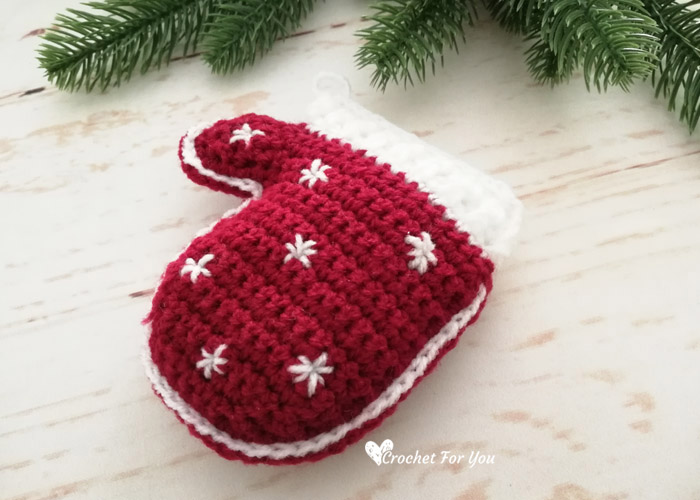 Crochet Mittens Christmas Ornament Free Pattern