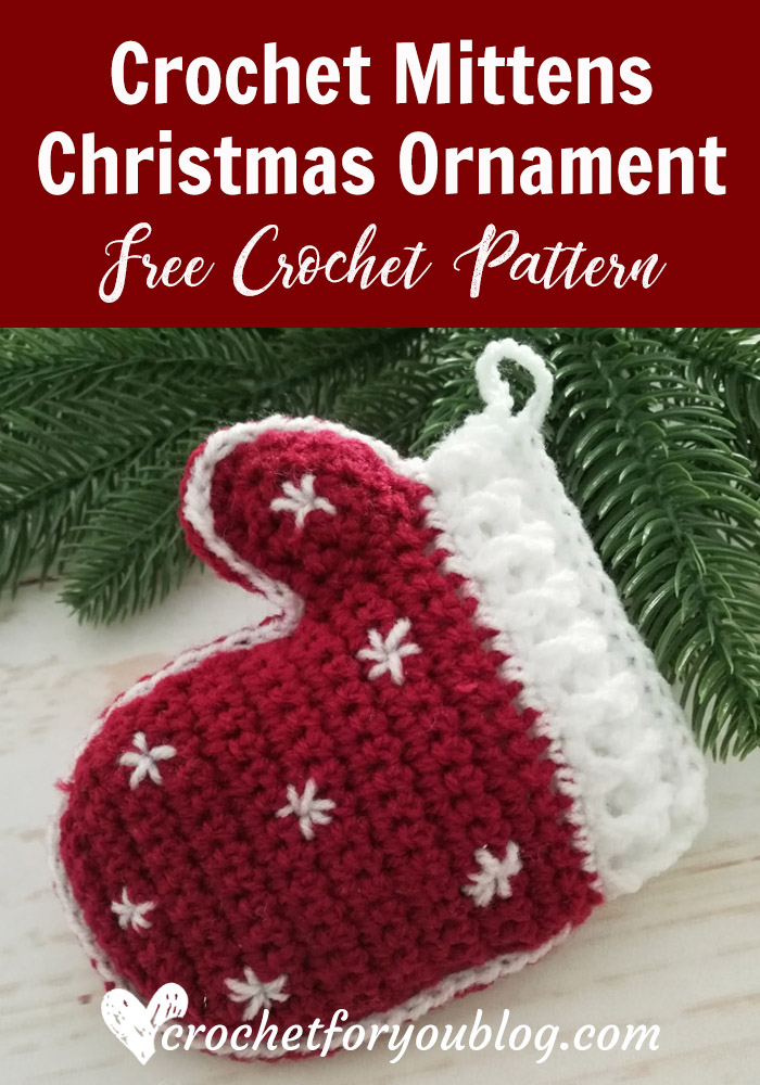 Crochet Mittens Christmas Ornament Free Pattern