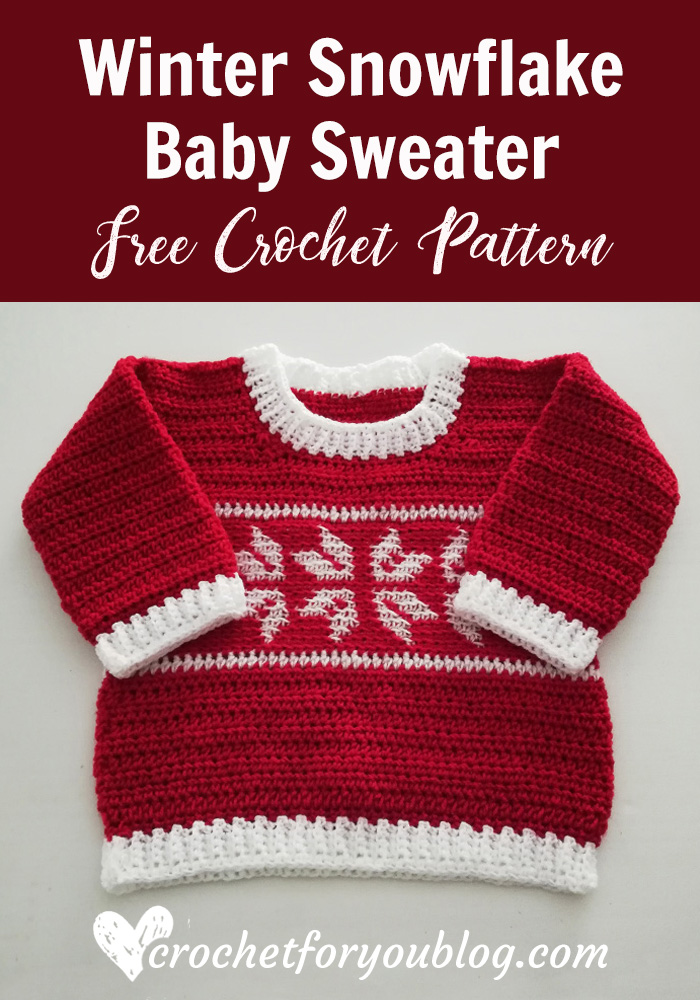 Crochet Winter Snowflake Baby Sweater - free pattern