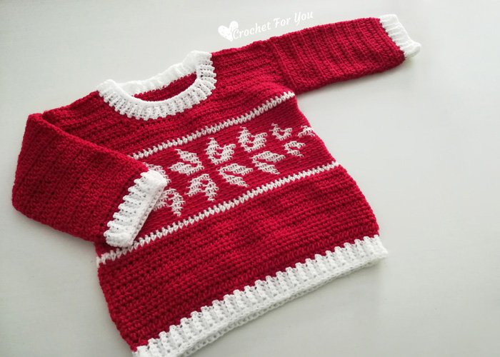 Crochet Winter Snowflake Baby Sweater - free pattern 