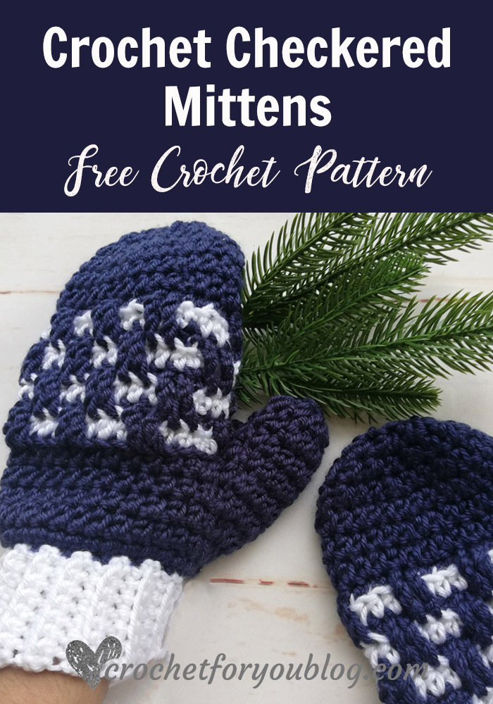 Crochet Checkered Mittens Free Pattern