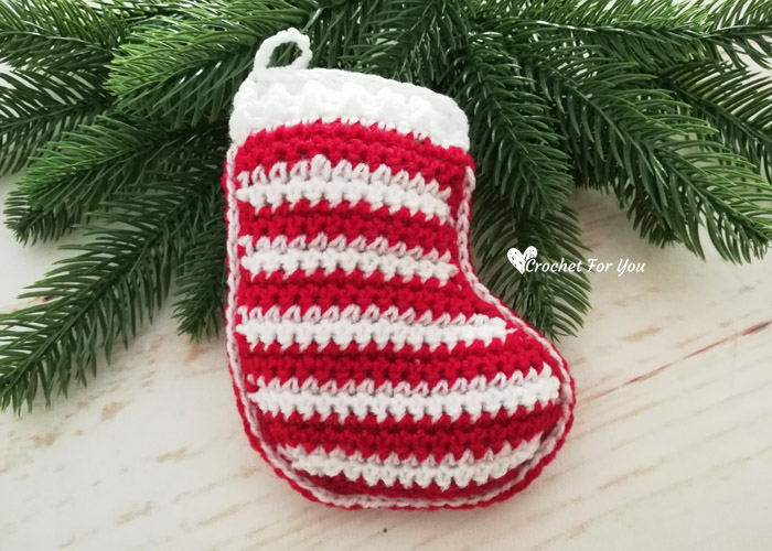 Crochet Stocking Christmas Ornament Free Pattern