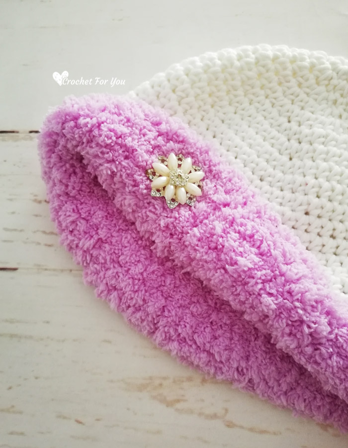 Winter Fluffy Brim Hat Free Crochet Pattern