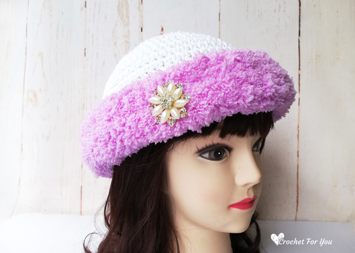 Winter Fluffy Brim Hat Free Crochet Pattern