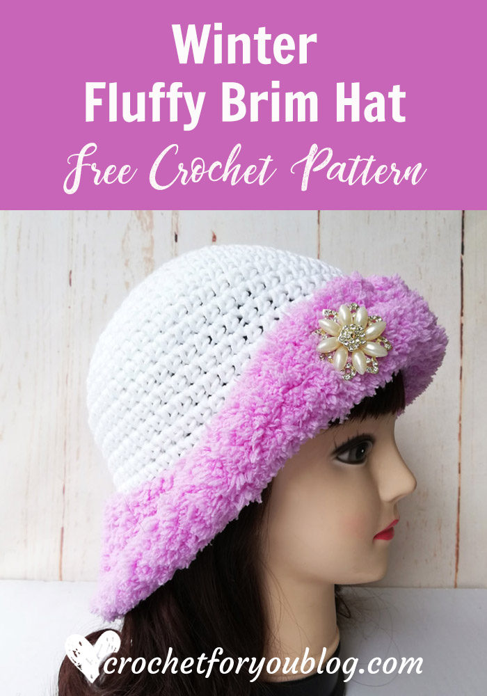 Winter Fluffy Brim Hat Free Crochet Pattern