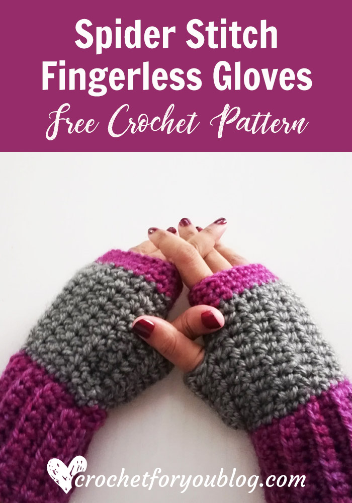 Crochet Spider Stitch Fingerless Gloves Free Pattern