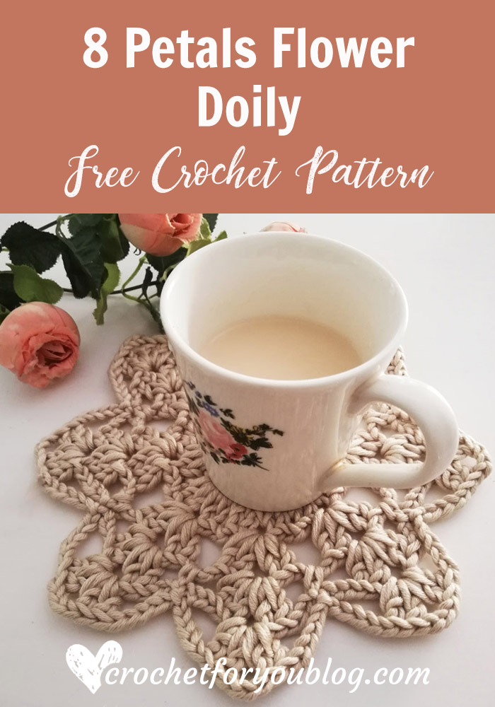 8 Petals Flower Doily Free Crochet Pattern