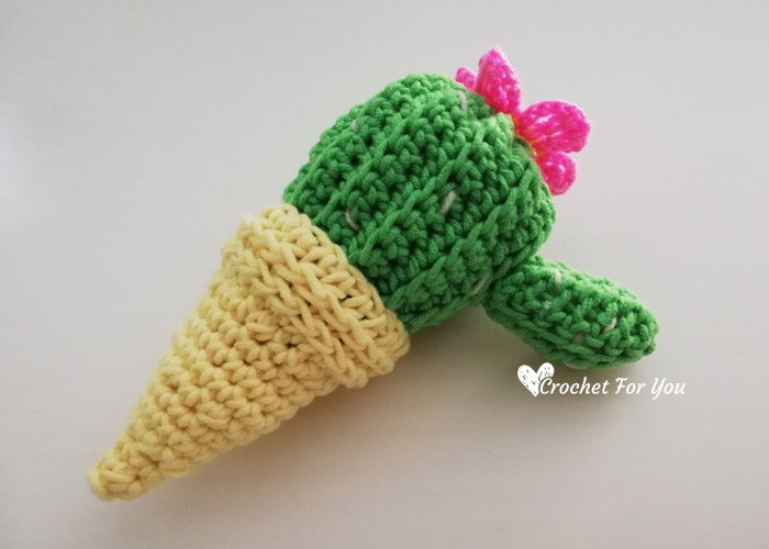 Cactus Ice Cream Cone Free Crochet Pattern