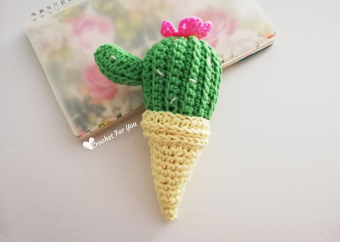 Cactus Ice Cream Cone Free Crochet Pattern