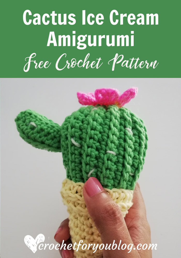 Cactus Ice Cream Cone Free Crochet Pattern