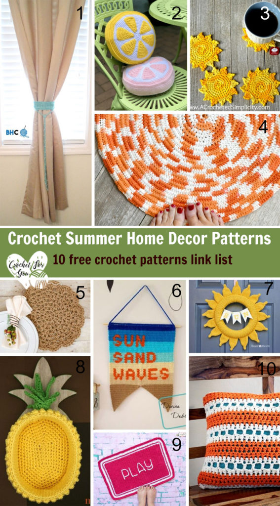 Crochet Summer Home Decor Patterns – 10 free crochet pattern link list