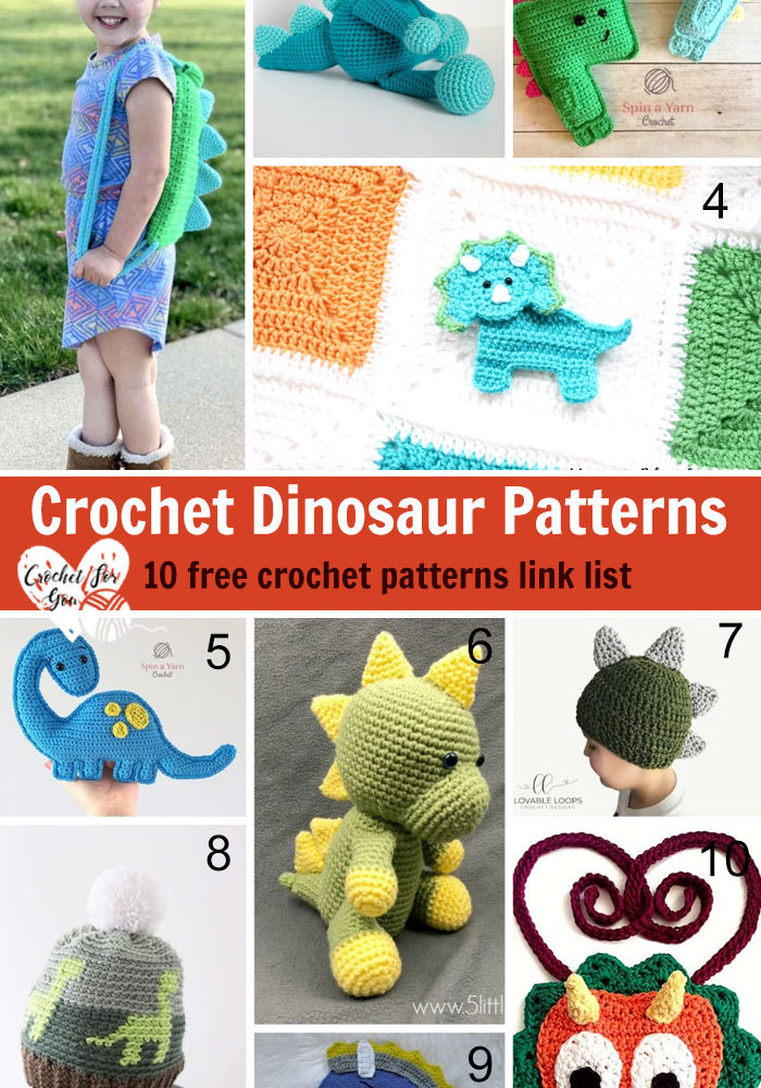 Crochet Dinosaur Patterns – 10 free crochet pattern link list