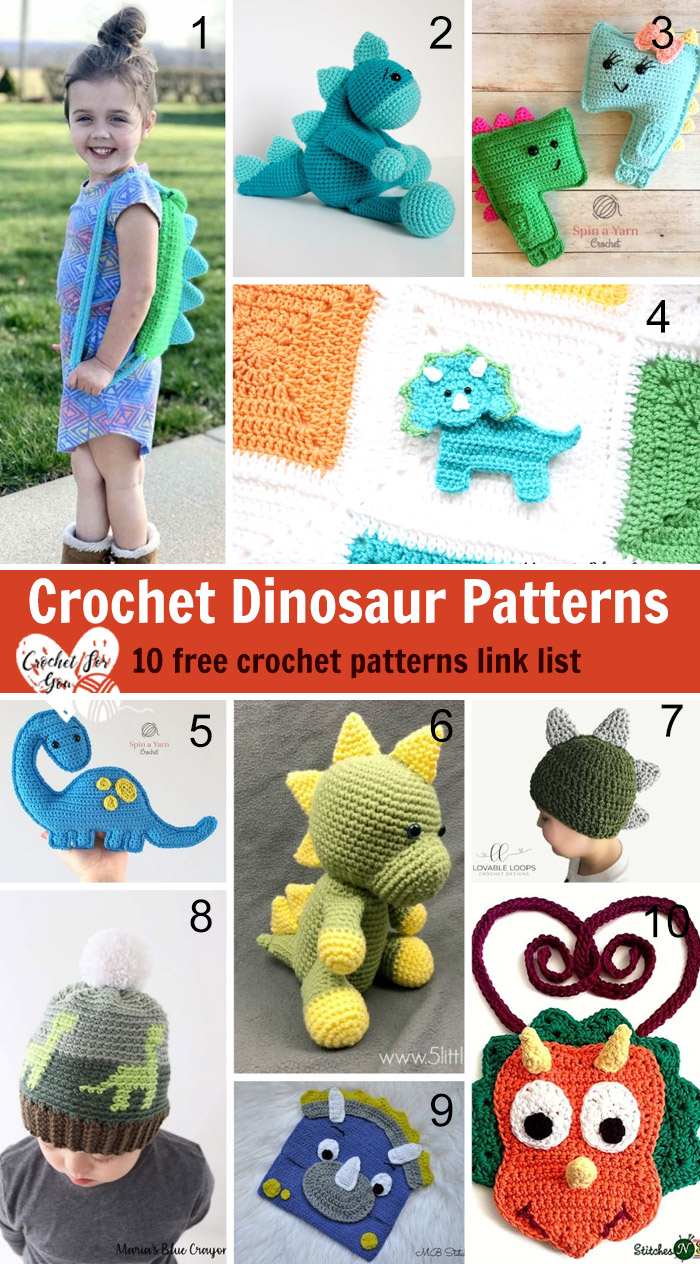 Crochet Dinosaur Patterns – 10 free crochet pattern link list