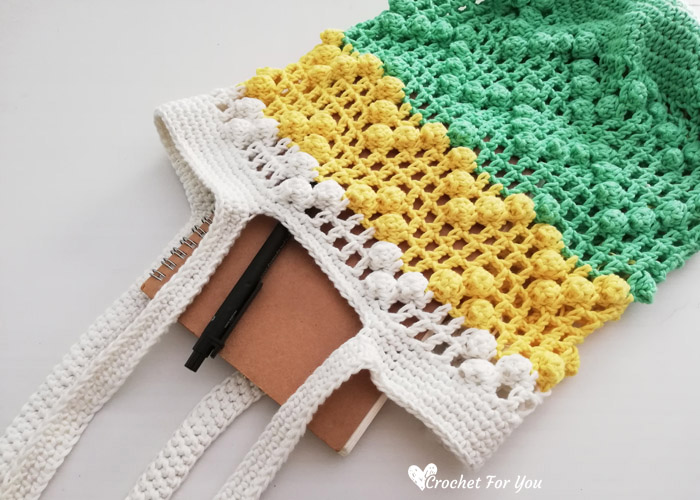 Crochet Lace & Popcorn Market Bag Free Pattern