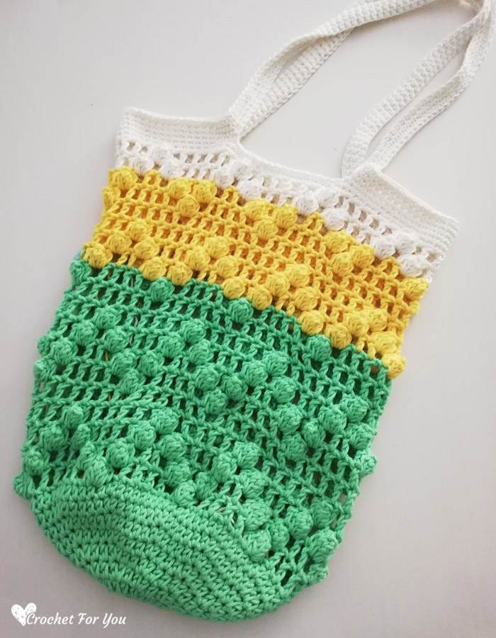 Crochet Lace & Popcorn Market Bag Free Pattern