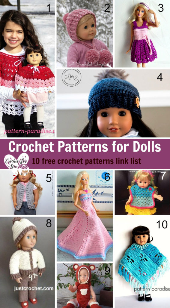 Crochet Patterns for Dolls - 10 free crochet patterns link list