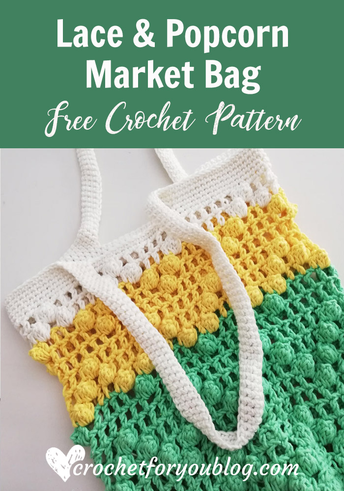 Crochet Lace & Popcorn Market Bag Free Pattern