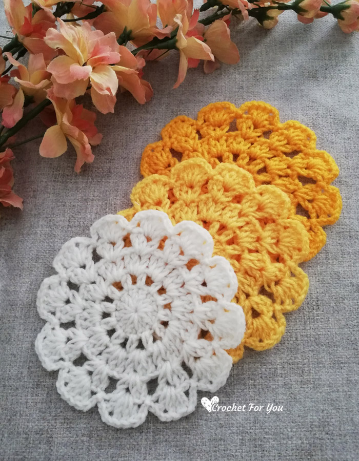 Marigold Crochet Lace Coasters Free Pattern