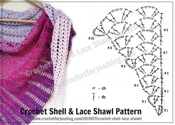 Crochet Shell & Lace Shawl Free Pattern