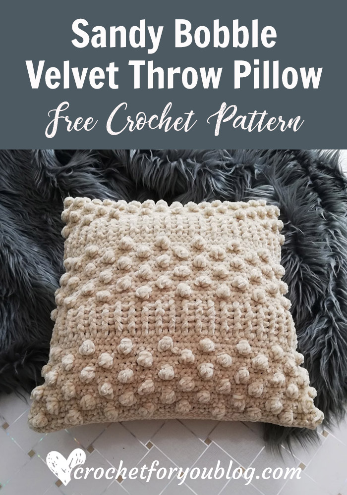 Sandy Bobble Crochet Velvet Throw Pillow Free Pattern