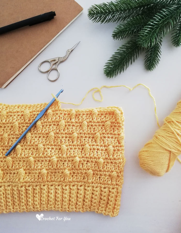 Crochet Bobble Drops Pompom Hat Free Pattern