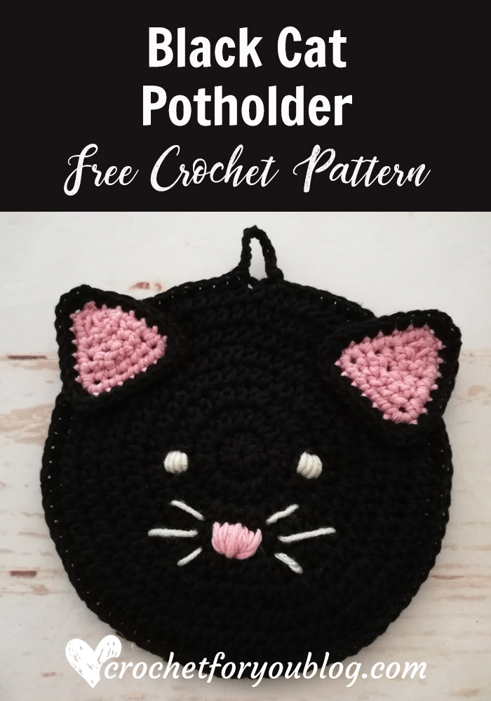Crochet Black Cat Potholder Free Pattern
