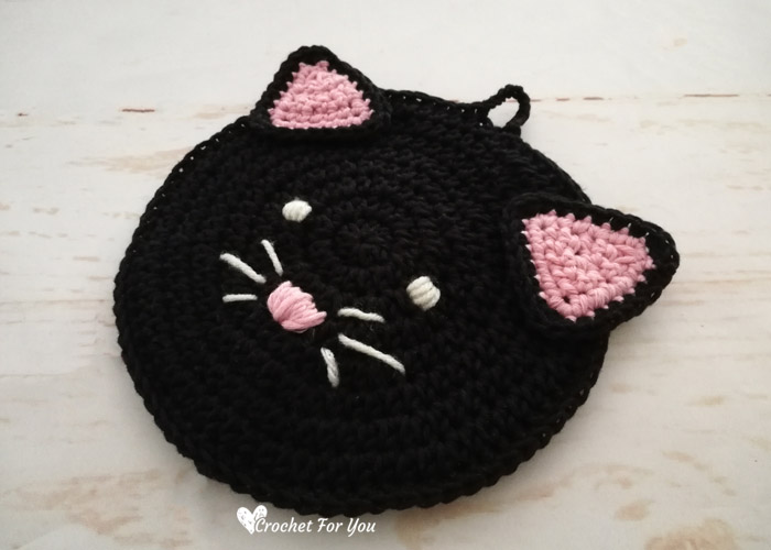 Crochet Black Cat Potholder Free Pattern