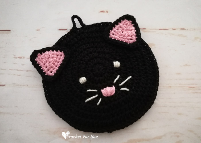 Crochet Black Cat Potholder Free Pattern