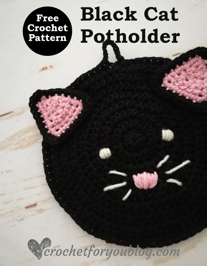 Crochet Black Cat Potholder Free Pattern