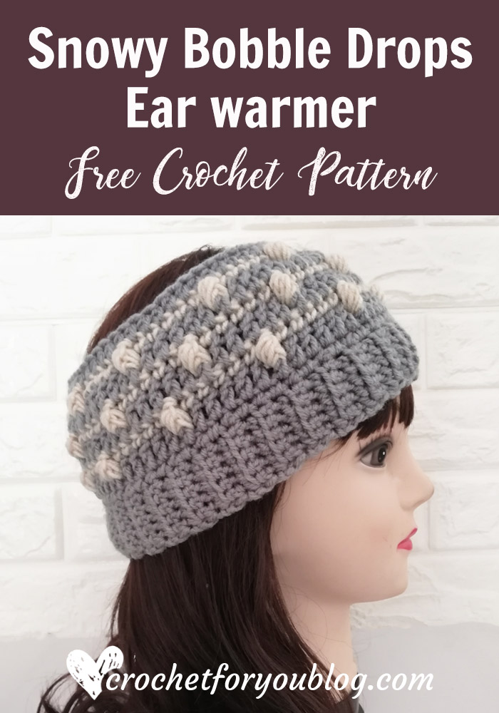 Crochet Snowy Bobble Drops Ear warmer Pattern