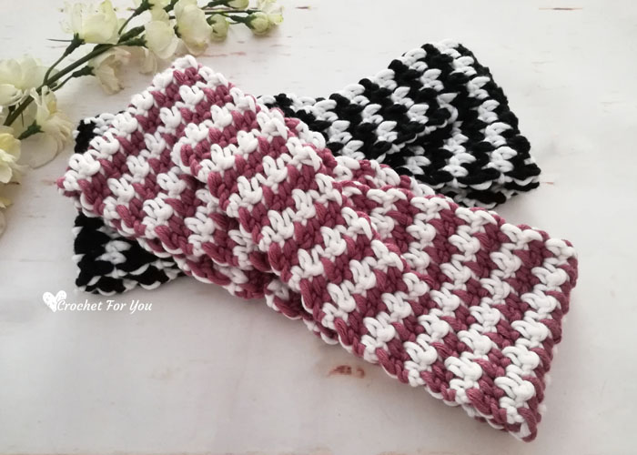 Crochet Houndstooth Twist Headband