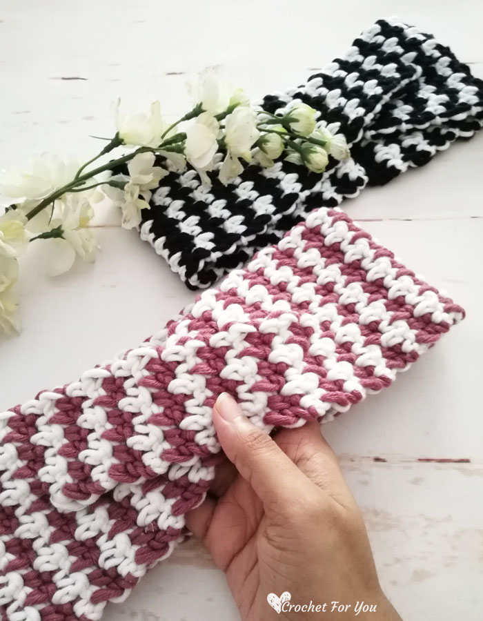 Crochet Houndstooth Twist Headband