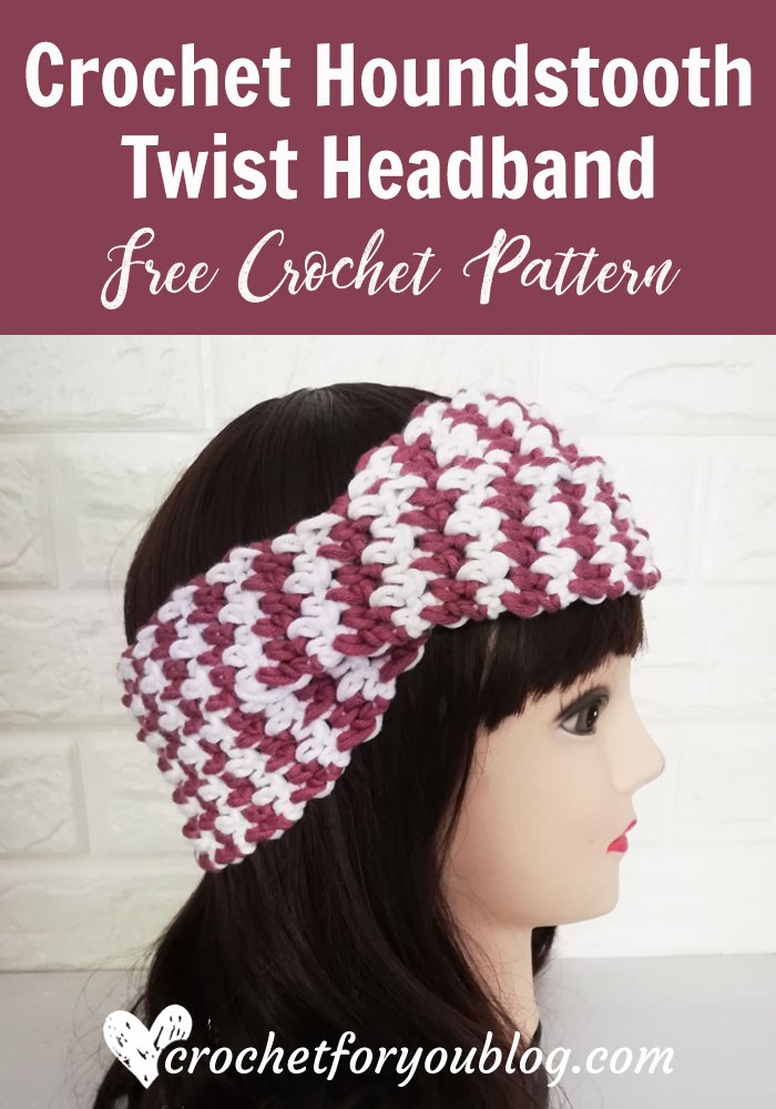 Crochet Houndstooth Twist Headband