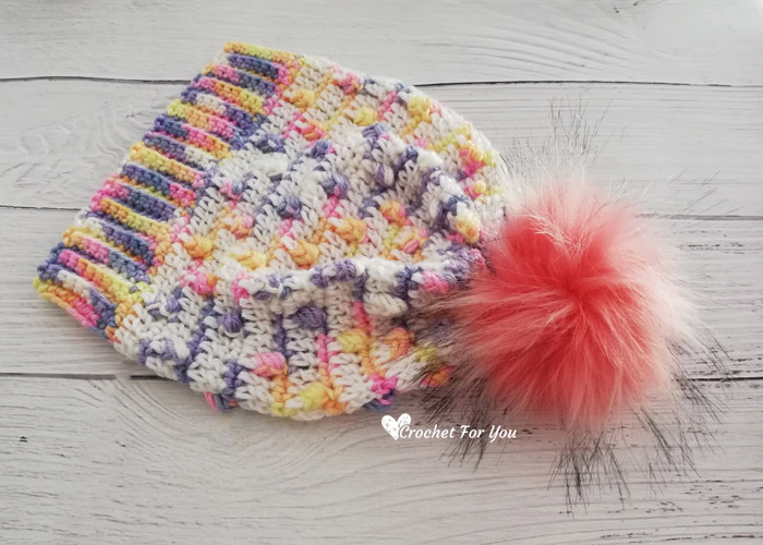 Unicorn Bobble Drops Child Hat Free Pattern