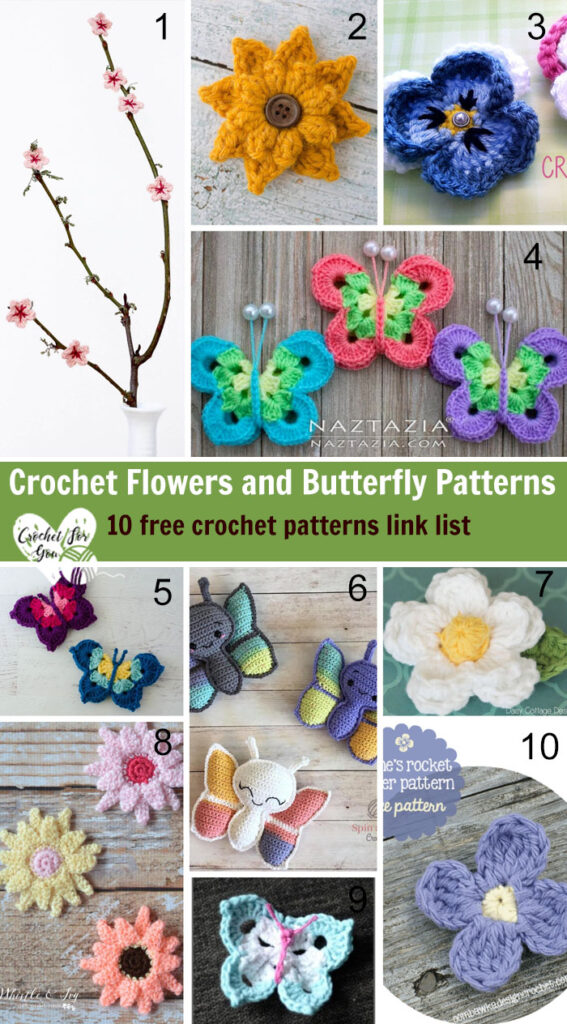 Crochet Flowers and Butterfly Patterns