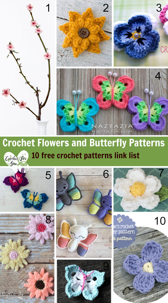 Sweet Crochet Butterfly Applique - Free Patterns