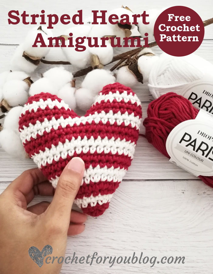 Crochet Striped Heart Amigurumi Free Pattern