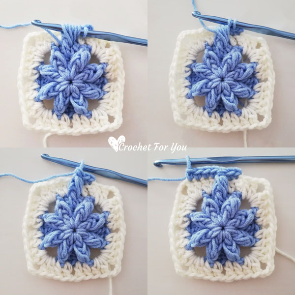 Crochet Bobble Drops Flower Granny Square Free Pattern