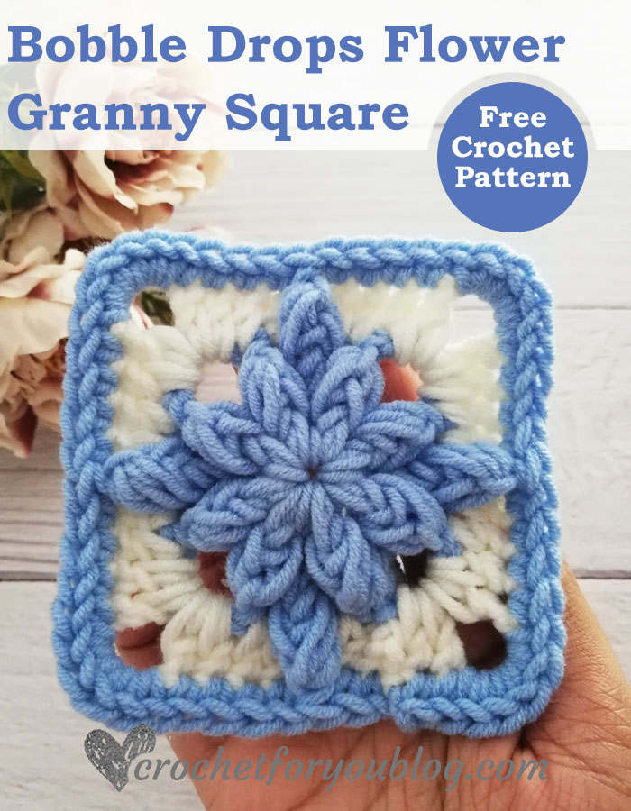 Crochet Bobble Drops Flower Granny Square