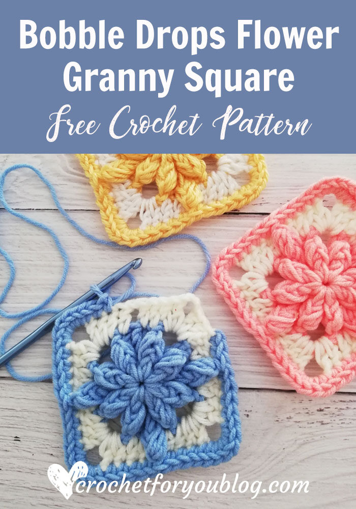 Crochet Bobble Drops Flower Granny Square