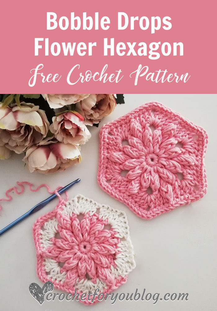 Crochet Bobble Drops Flower Hexagon