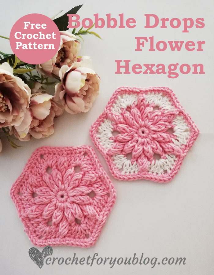 Crochet Bobble Drops Flower Hexagon