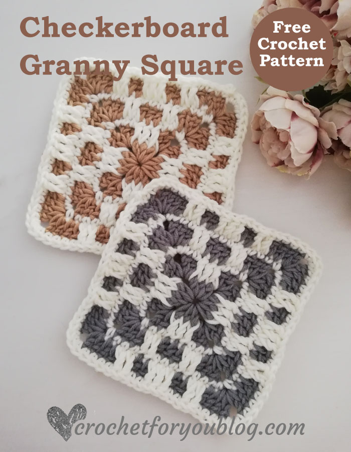 Crochet Checkerboard Granny Square Free Pattern